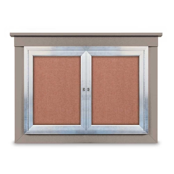 36"x36" 1-Door Enclosed Letterboard, Header, Blue Felt/Walnut